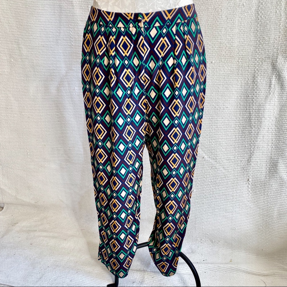 Issa London Slouchy Skinny Silk 70s Print Trousers